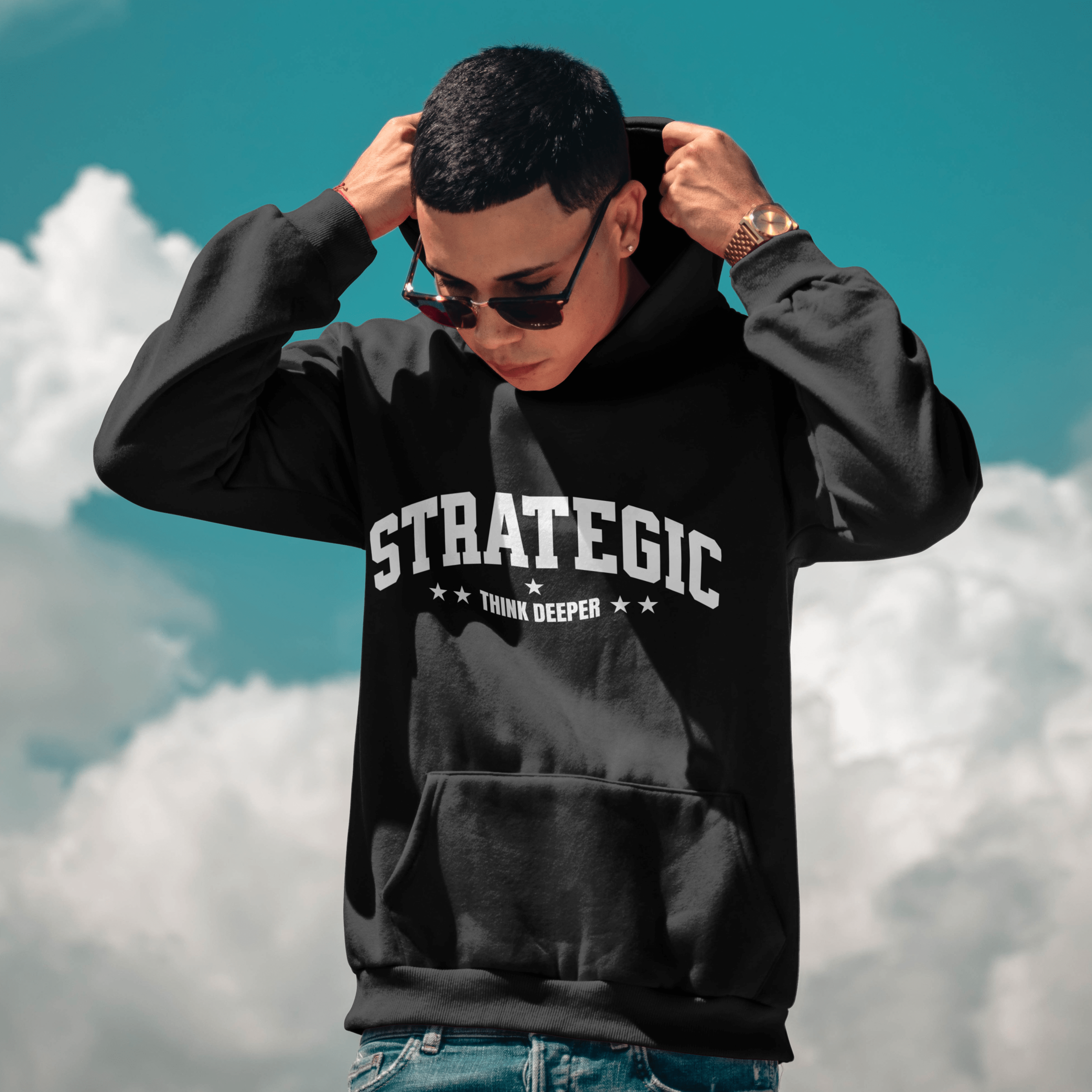 Strategic Think Deeper Graphic Hoodie – Motivational Streetwear Hoodie | RapidArtz