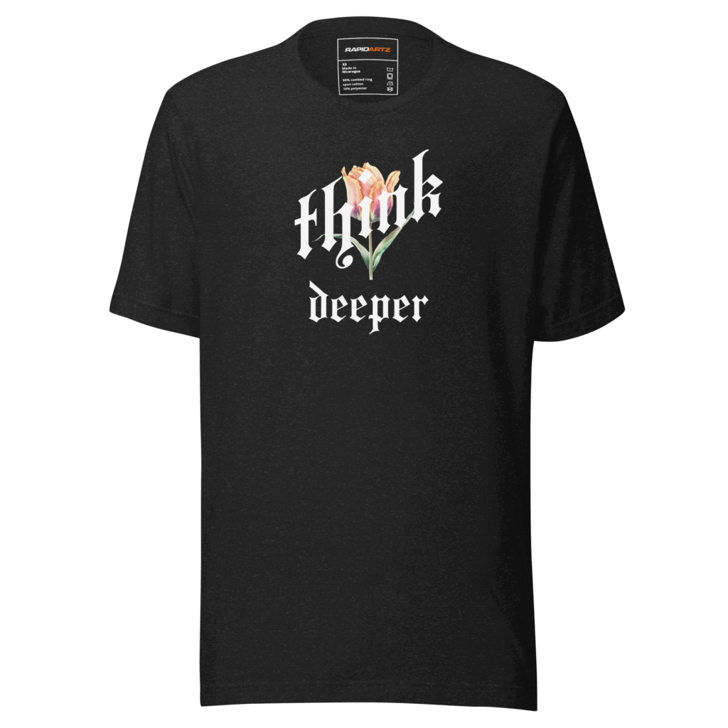 RapidArtz "Think Deeper" T-Shirt – Minimal Streetwear Graphic Tee